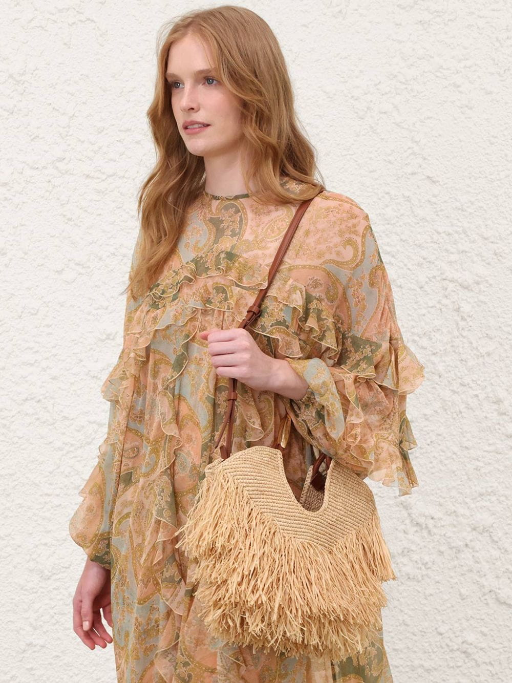 Natural Goldentime Small Fringe Tote