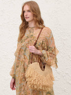 Natural Goldentime Small Fringe Tote