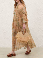 Natural Goldentime Small Fringe Tote