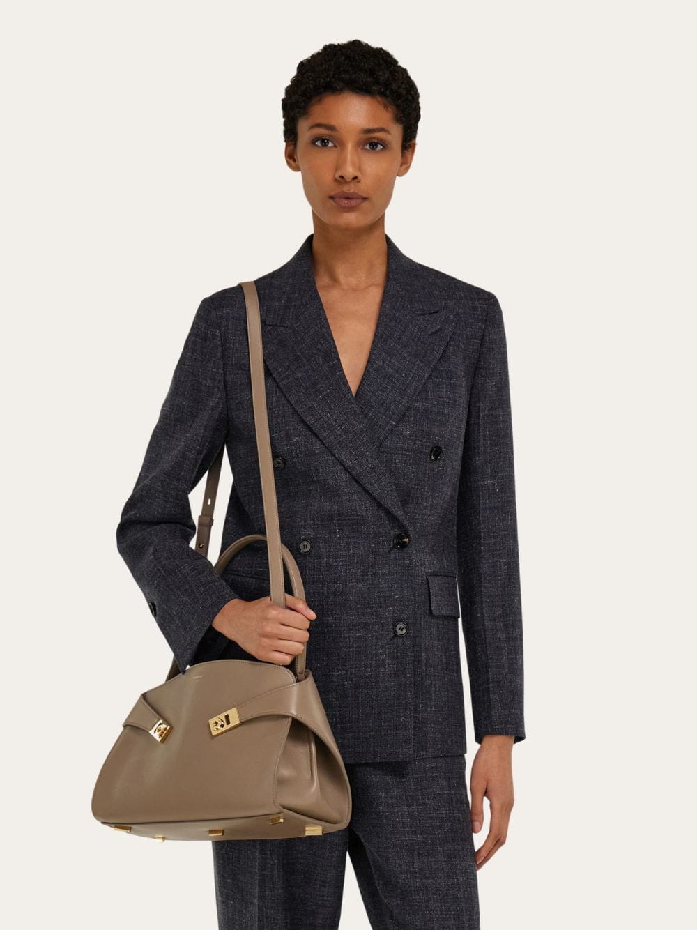 Warm Taupe Medium Hug Soft Shoulder Bag