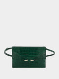 Emerald Croc-Effect Leather Shoulder Bag