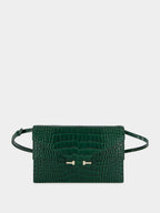 Emerald Croc-Effect Leather Shoulder Bag