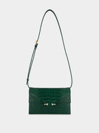 Emerald Croc-Effect Leather Shoulder Bag