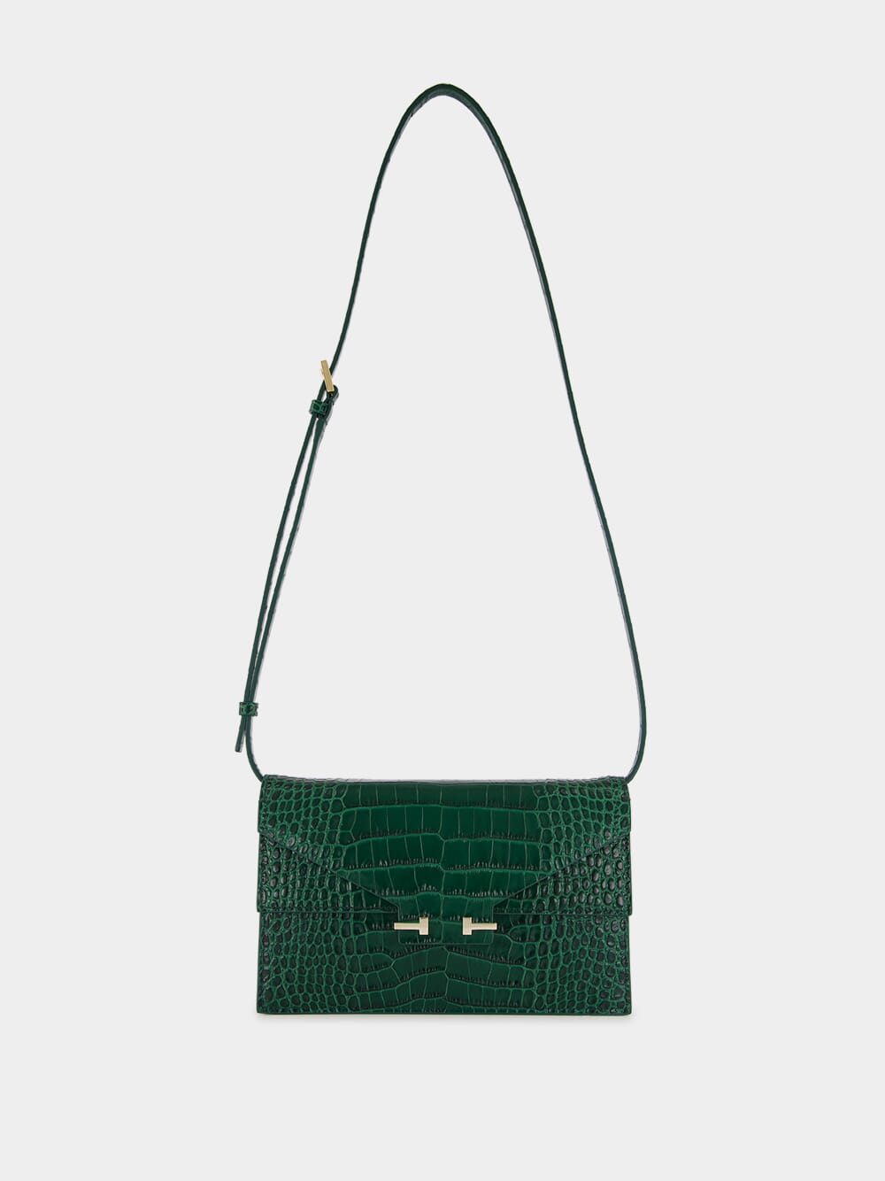Emerald Croc-Effect Leather Shoulder Bag