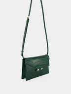 Emerald Croc-Effect Leather Shoulder Bag