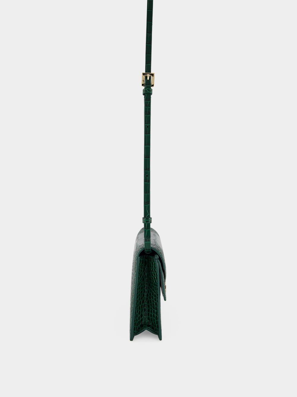 Emerald Croc-Effect Leather Shoulder Bag