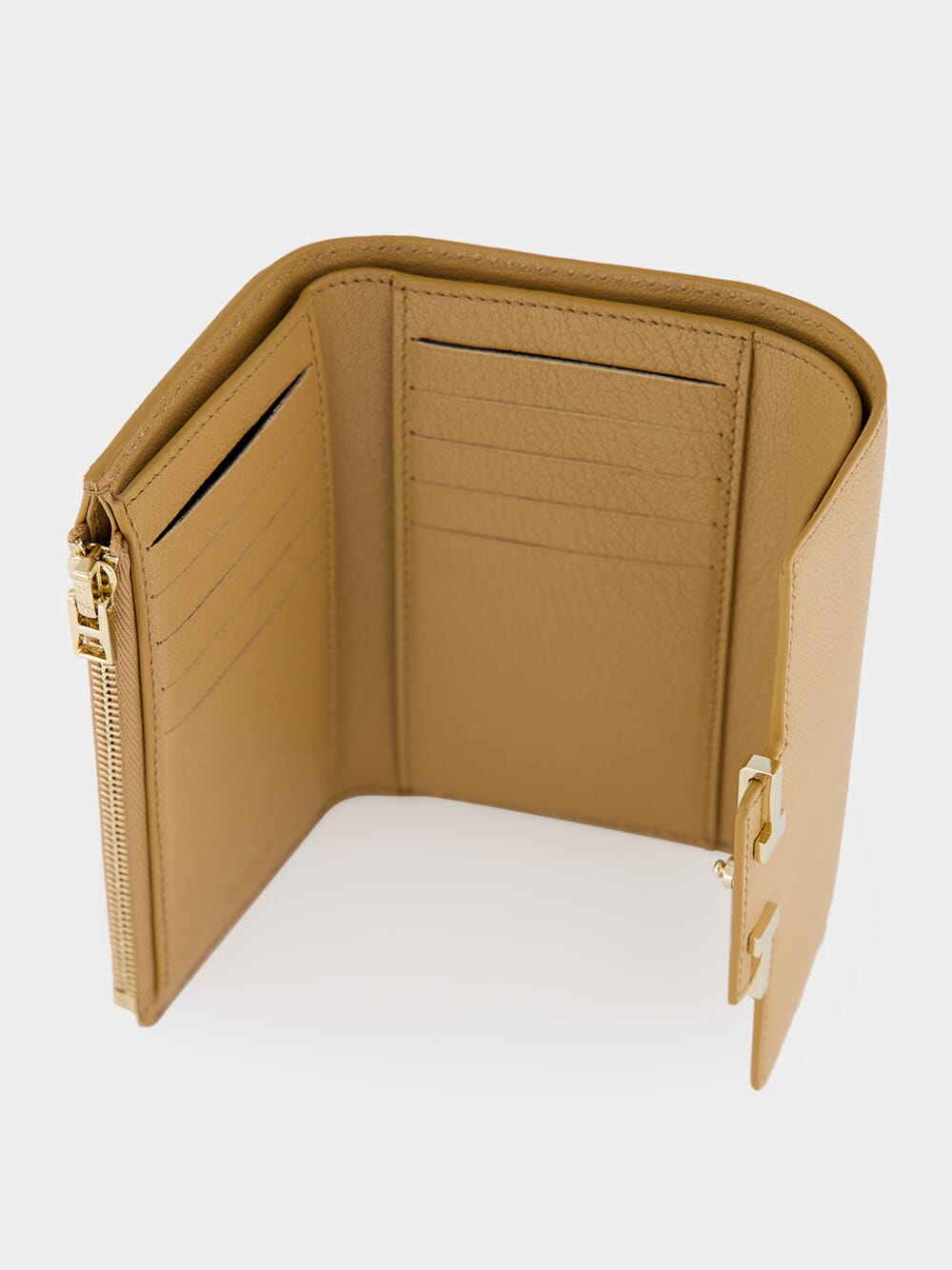 Rhum Supple Grain Leather Aube Compact Wallet