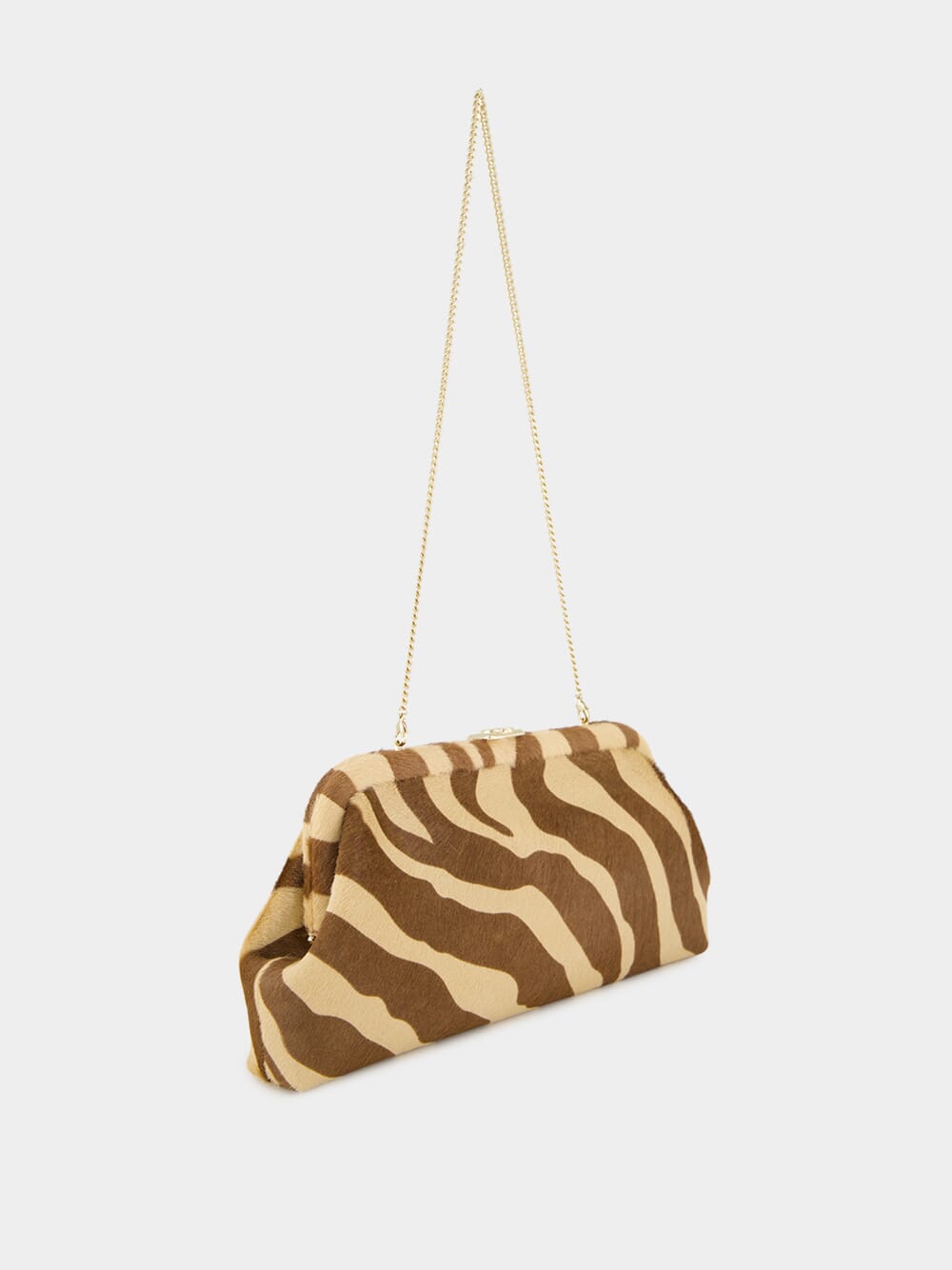 Natural Zebra-Print Pony Skylar Clutch