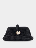 Black Delphine Raffia Clutch Bag