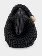 Black Delphine Raffia Clutch Bag