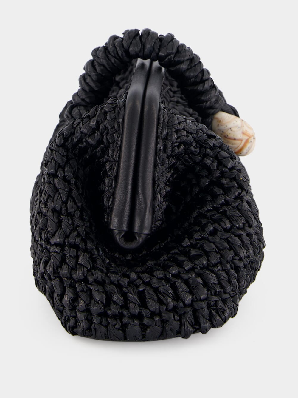 Black Delphine Raffia Clutch Bag