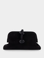 Black Petra Suede Clutch Bag