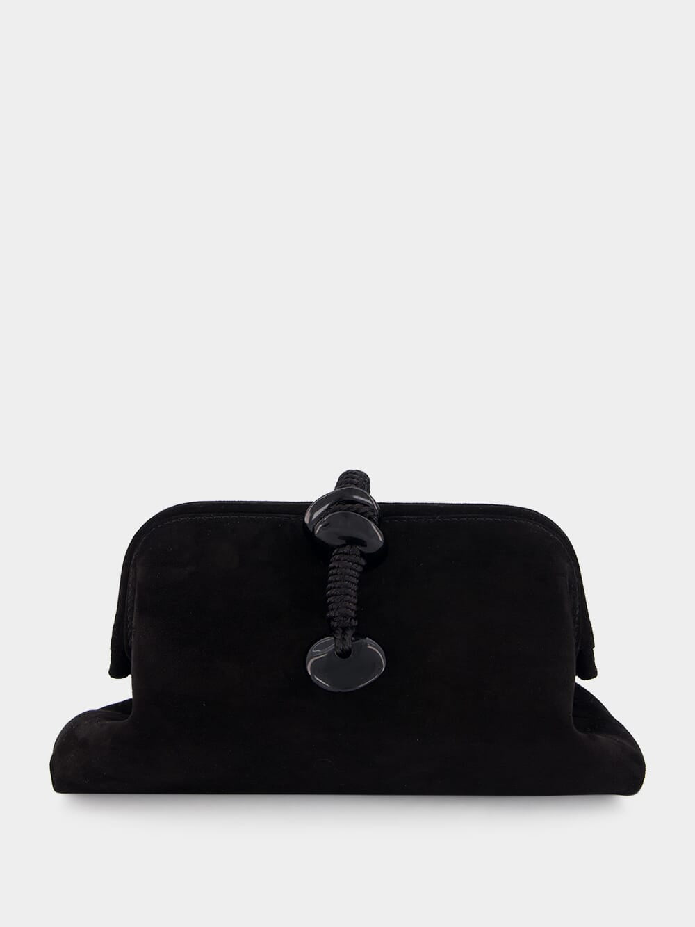 Black Petra Suede Clutch Bag
