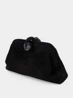 Black Petra Suede Clutch Bag