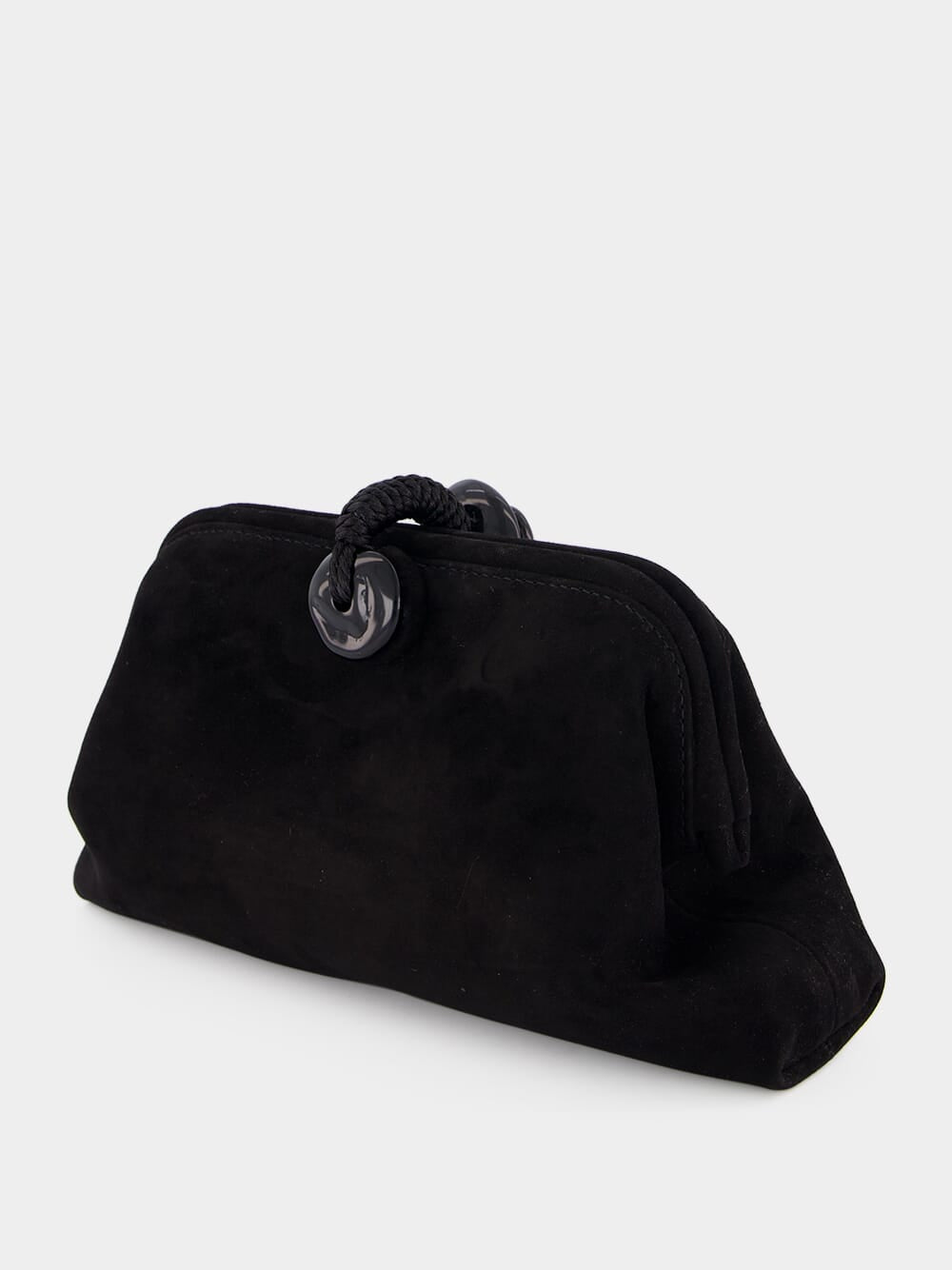 Black Petra Suede Clutch Bag