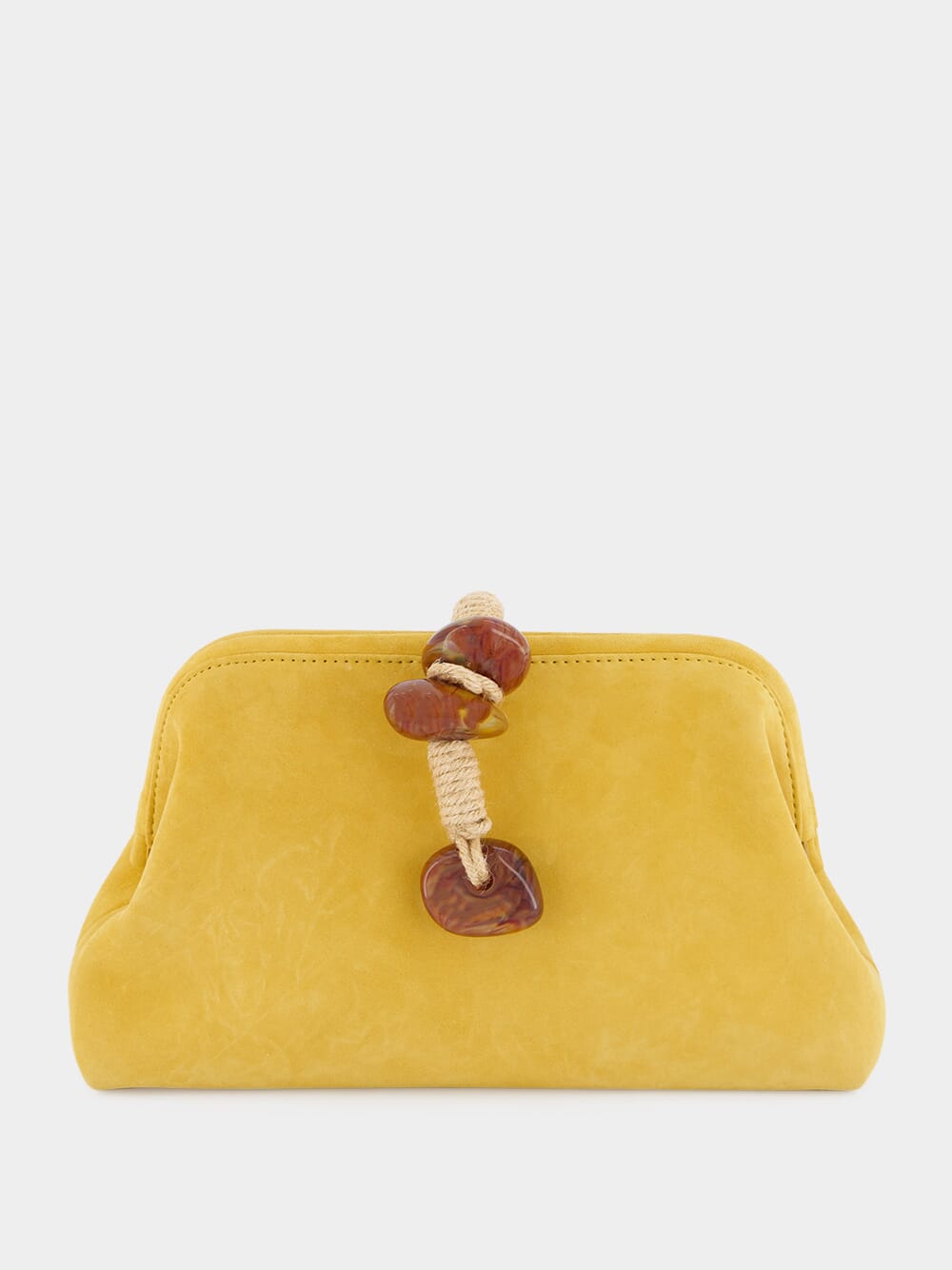 Mustard Petra Suede Clutch