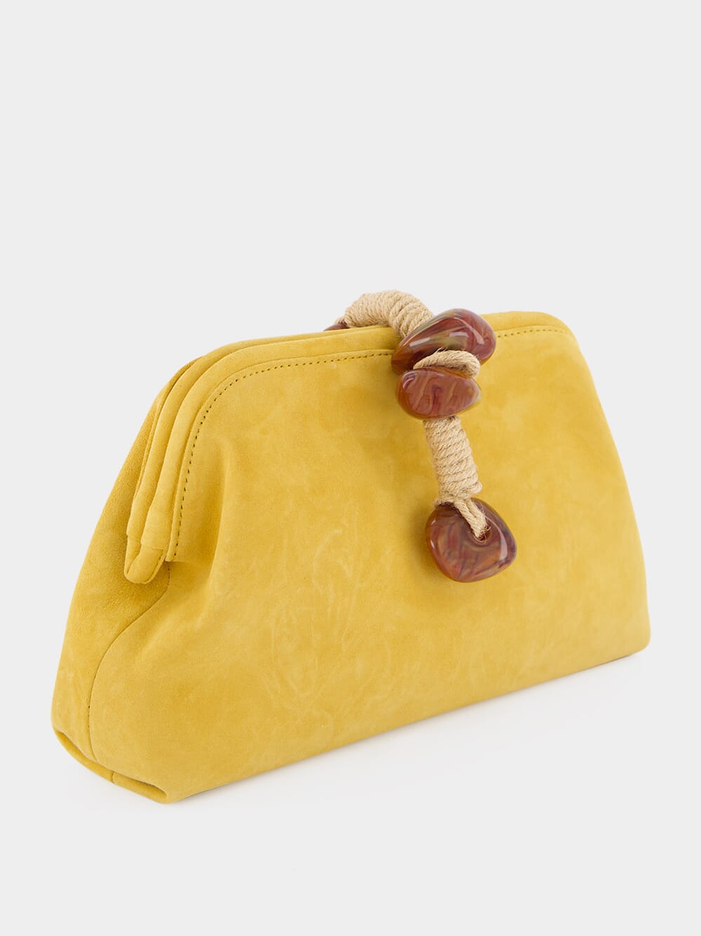 Mustard Petra Suede Clutch
