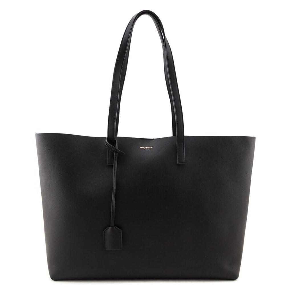 Saint Laurent Black Calfskin Large Shopping Tote E/W