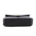 Saint Laurent Black Chevron Matelasse Sheepskin Large College Bag