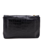 Saint Laurent Black Croc Embossed Chesnut Suede Medium Kate Reversible Shoulder Bag