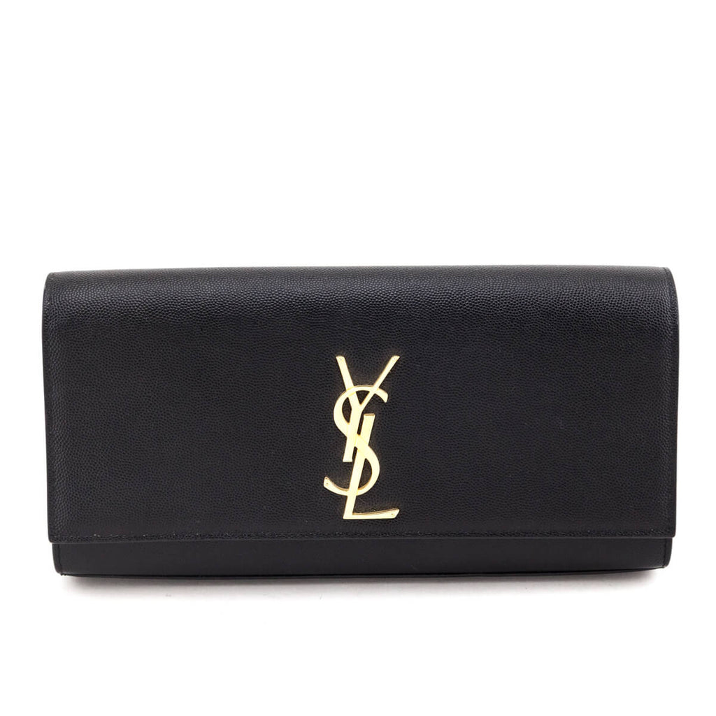 Saint Laurent Black Grain de Poudre Classic Kate Clutch