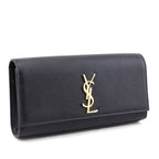 Saint Laurent Black Grain de Poudre Classic Kate Clutch