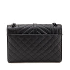 Saint Laurent Black Grain de Poudre Mixed Matelasse Triquilt Medium Satchel