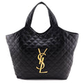 Saint Laurent Black Lambskin Quilted Maxi Icare Shopping Tote