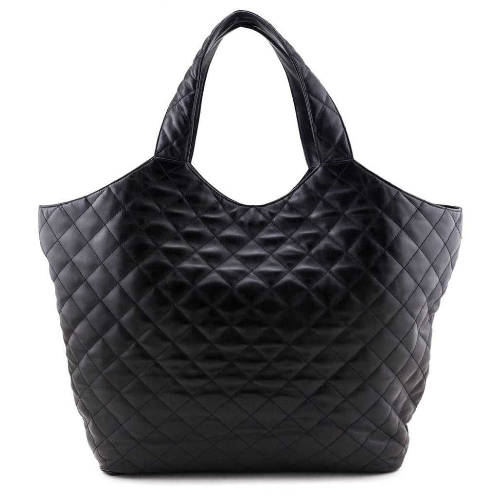 Saint Laurent Black Lambskin Quilted Maxi Icare Shopping Tote