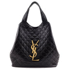 Saint Laurent Black Lambskin Quilted Maxi Icare Shopping Tote