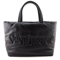 Saint Laurent Black Lambskin Wide Puffer Tote Black
