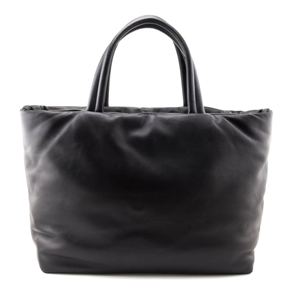 Saint Laurent Black Lambskin Wide Puffer Tote Black