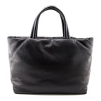 Saint Laurent Black Lambskin Wide Puffer Tote Black