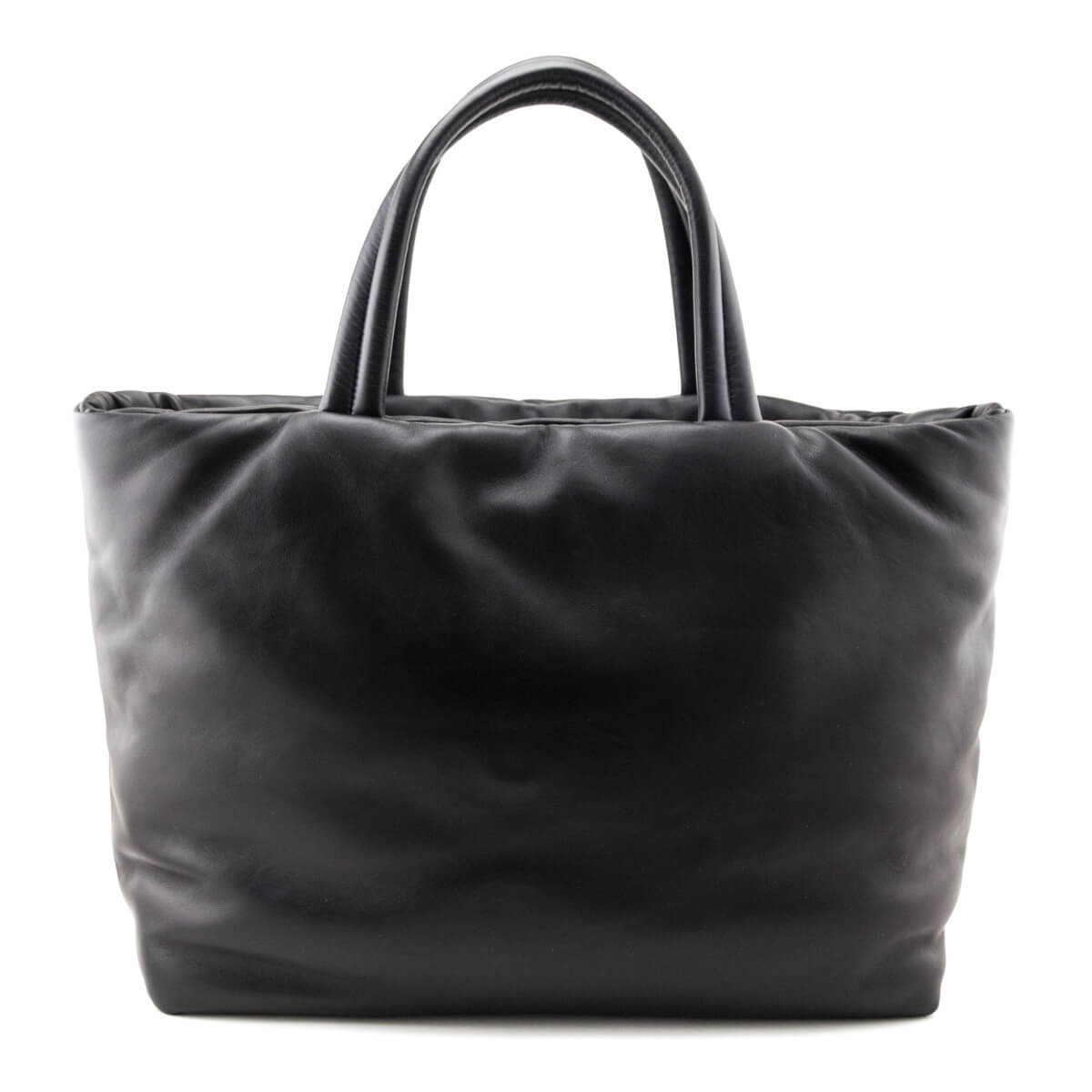 Saint Laurent Black Lambskin Wide Puffer Tote Black