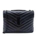 Saint Laurent Black Y Quilted Leather Monogram Medium Loulou Chain Satchel