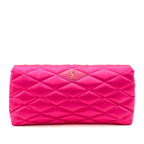 Saint Laurent Bubblegum Satin Quilted Large Sade Puffer Clutch