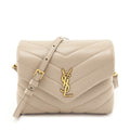 Saint Laurent Dark Beige Calfskin Y Quilted Monogram Toy Loulou Crossbody Bag