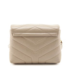 Saint Laurent Dark Beige Calfskin Y Quilted Monogram Toy Loulou Crossbody Bag
