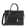 Saint Laurent Dark Green Calfskin Crocodile Embossed Small Sac de Jour