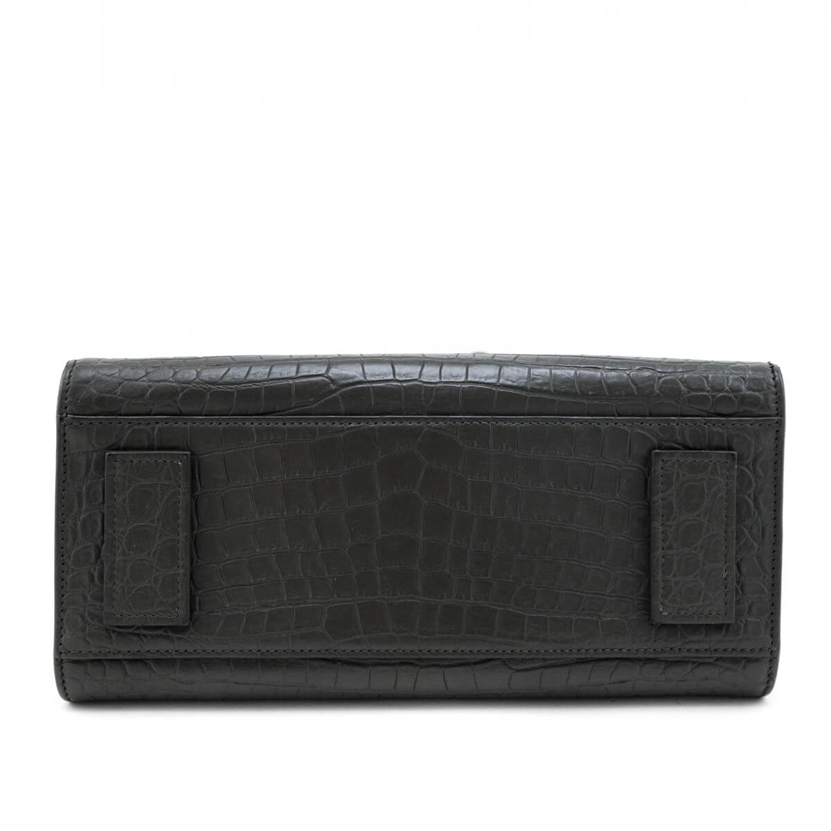 Saint Laurent Dark Green Calfskin Crocodile Embossed Small Sac de Jour