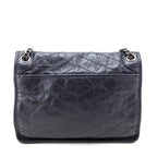 Saint Laurent Fog Crinkled Calfskin Matelasse Monogram Medium Niki Chain Satchel