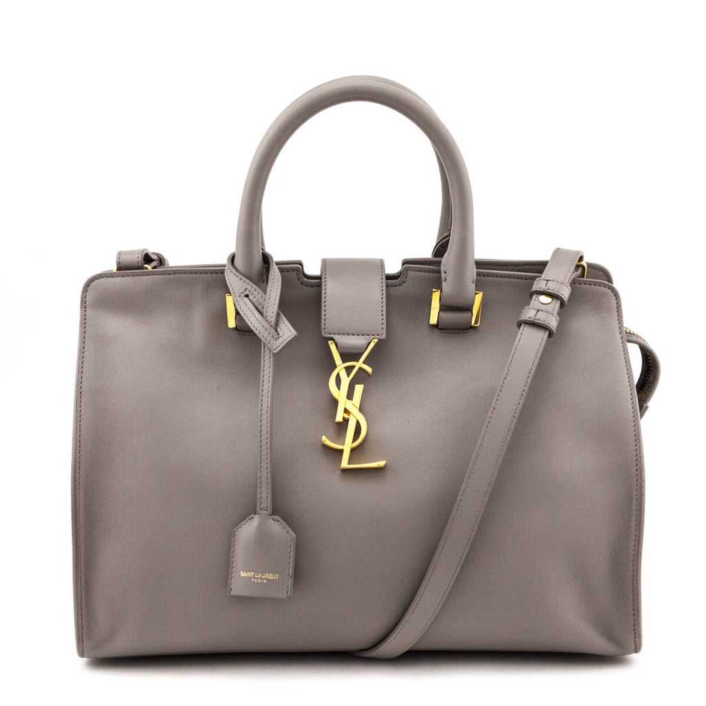Saint Laurent Gray Calfskin Small Monogram Cabas Bag