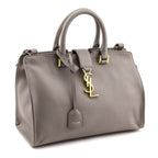 Saint Laurent Gray Calfskin Small Monogram Cabas Bag