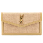 Saint Laurent Natural Hay Blush Raffia Uptown Pouch