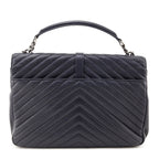 Saint Laurent Navy Chevron Matelasse Sheepskin Large College Bag