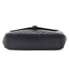Saint Laurent Navy Chevron Matelasse Sheepskin Large College Bag