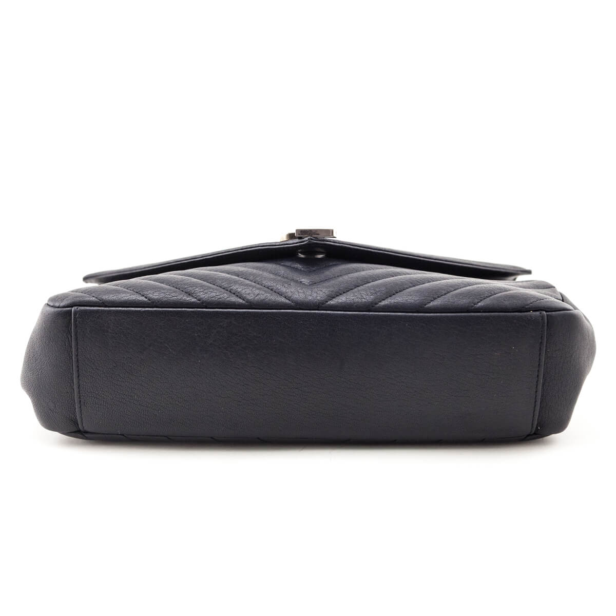 Saint Laurent Navy Chevron Matelasse Sheepskin Large College Bag