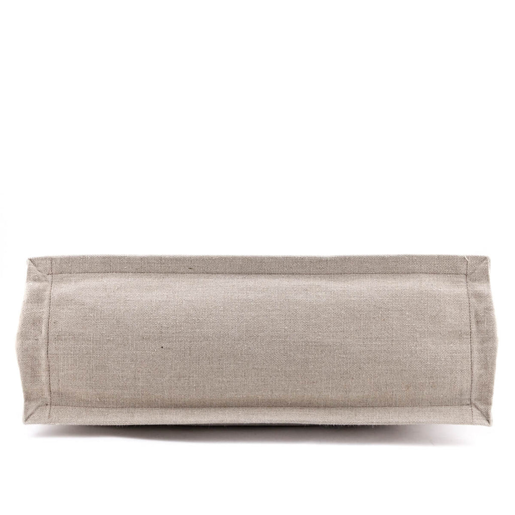Saint Laurent White Linen and Leather Rive Gauche Noe Tote