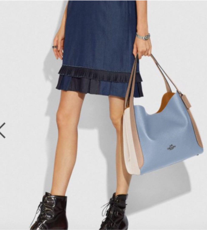 Coach Colorblock Hadley Hobo Dark Denim Blue Gray Tote Leather Bag Handbag NEW