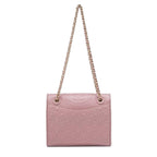 Tory Burch Medium Fleming Shoulder Bag Gold Chain Pink Leather Handbag Purse NEW